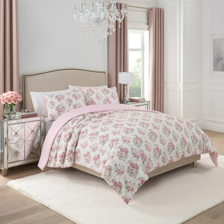 Paris Hilton Coquette 3-Piece Floral Pink Comforter Set, Full/Queen | Walmart (US)