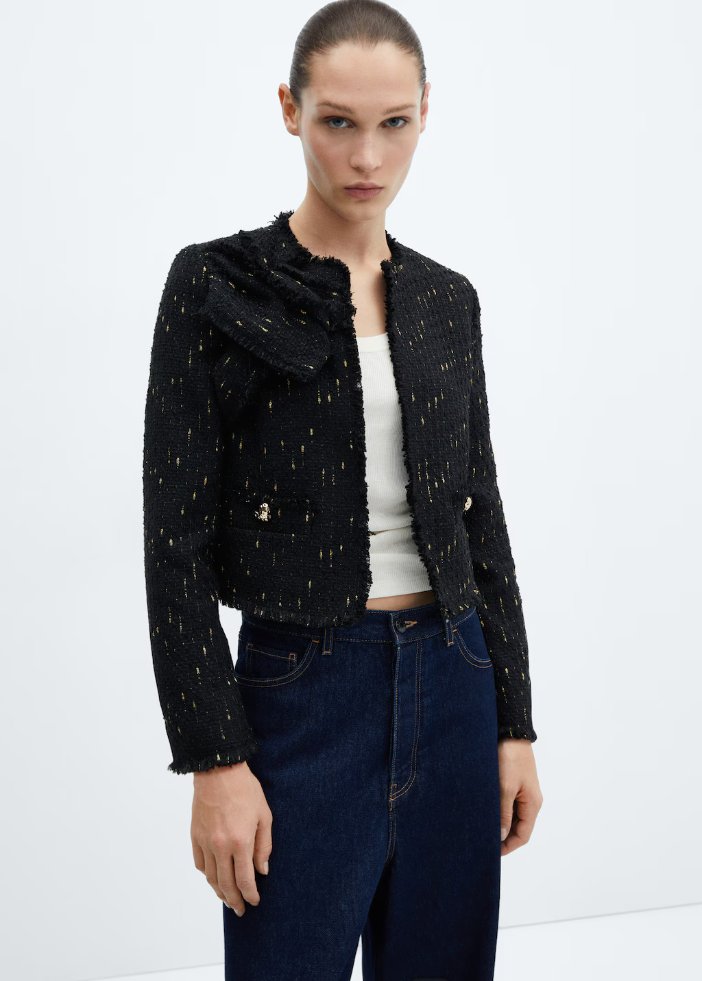 Tweed jacket with lurex details | MANGO (UK)