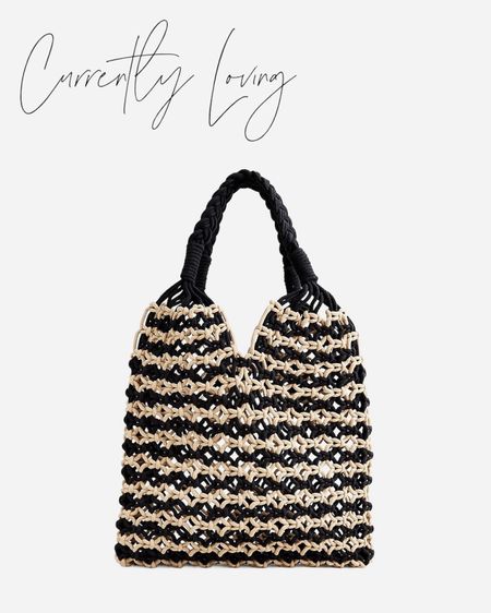 Handbag of summer.  Whether you’re a wedding guest or out to dinner on your beach vacation this rope shoulder bag is so chic.

#summerbag #handbag #weddingguest #totebag #blackandwhite #summerbag