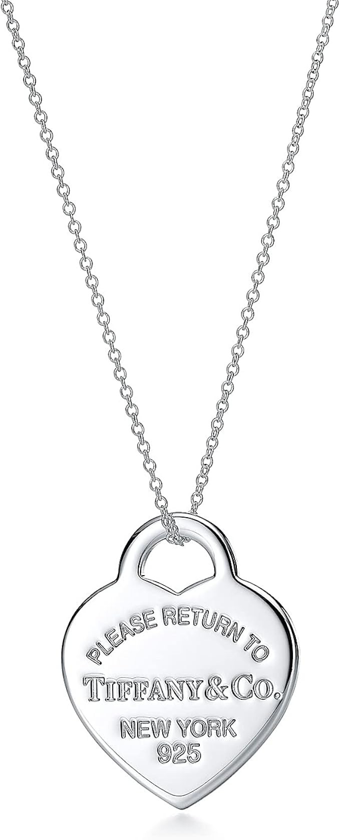 Return to TlFFANY&Co.Tiffany Necklaces for women,925 Sterling Silver Heart Tag Pendant Necklace,O... | Amazon (US)