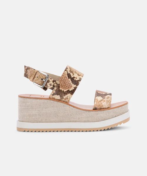 IDRAH SANDALS IN DARK SAND EMBOSSED LEATHER | DolceVita.com