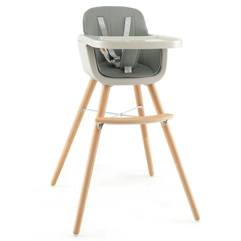 Canddidliike 3-in-1 Convertible Wooden High Chair with Cushion-Gray, Compact and Portable High Ch... | Walmart (US)