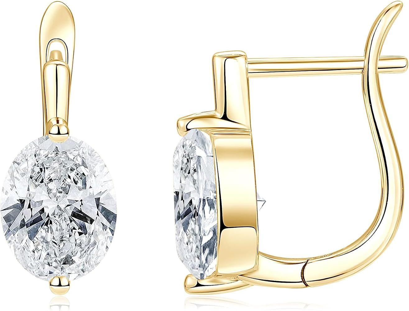 2CT Oval Moissanite U-Shaped Hoop Earrings for Women | Amazon (US)