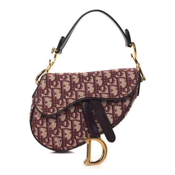 Oblique Mini Saddle Bag Burgundy | FASHIONPHILE (US)