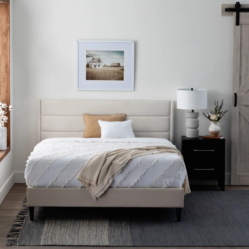 Scarlett Upholstered Platform Bed with Triple-Lined Headboard | Wayfair Professional
