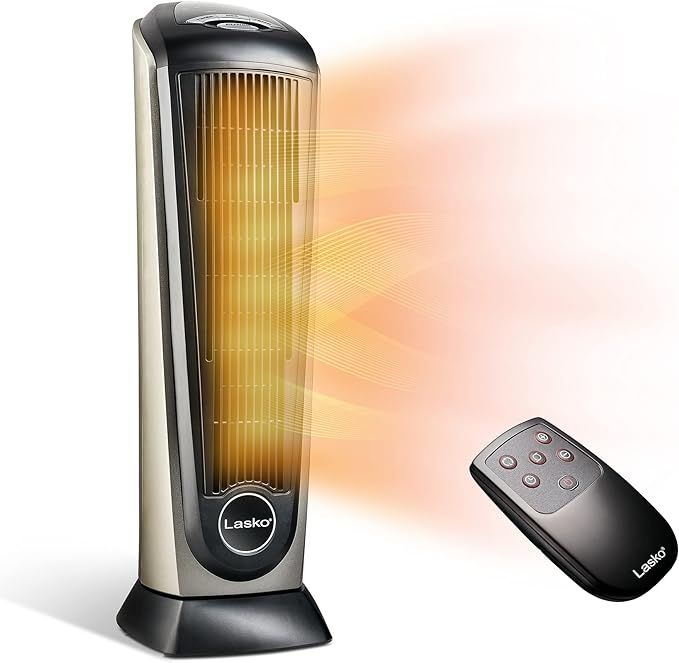 Lasko Oscillating Ceramic Tower Space Heater for Home with Adjustable Thermostat, Timer and Remot... | Amazon (US)