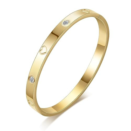 AILPIWE Gold Bangle Bracelets for Women 18K Gold Plated Stainless Steel Love Bangle Bracelet for Women Men | Amazon (US)