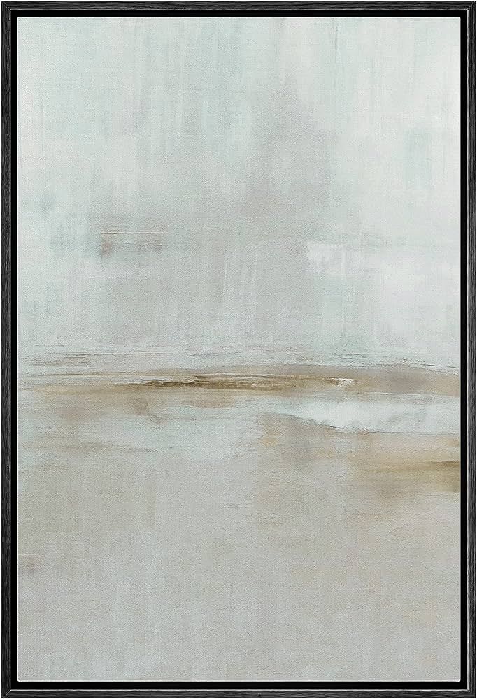 IDEA4WALL Framed Canvas Print Wall Art Pastel Watercolor Gray Grunge Landscape Abstract Shapes Il... | Amazon (US)