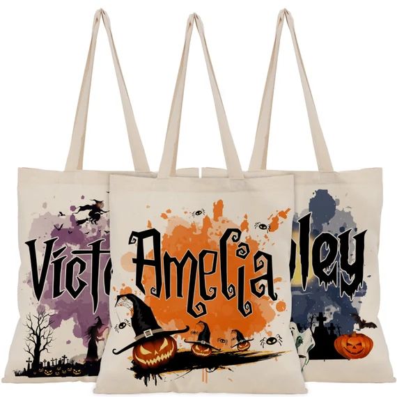 Personalized Halloween Tote Bag Customized Pumpkin Witch Black - Etsy | Etsy (US)