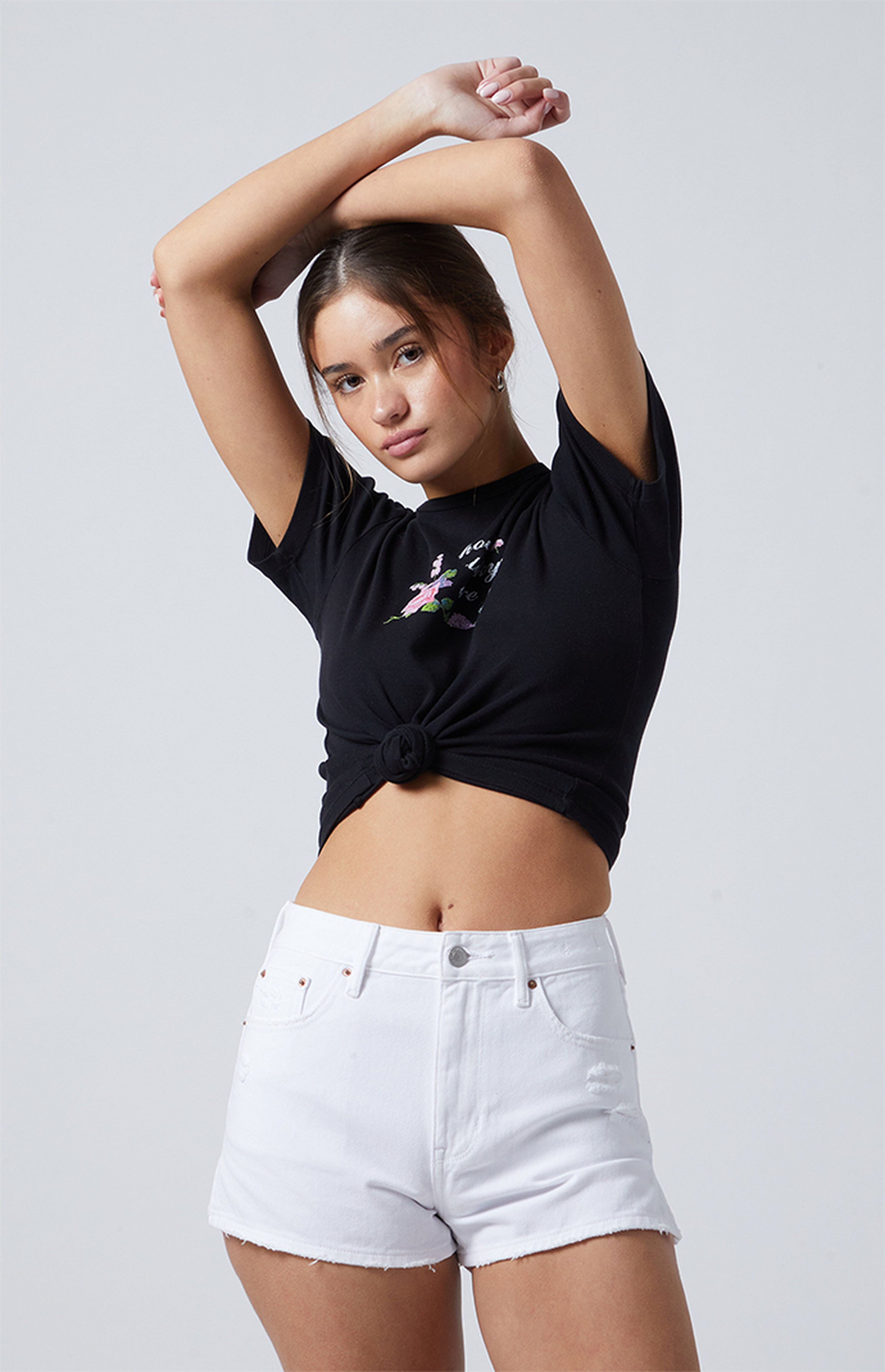 PacSun White Ripped High Waisted Denim Festival Shorts | PacSun