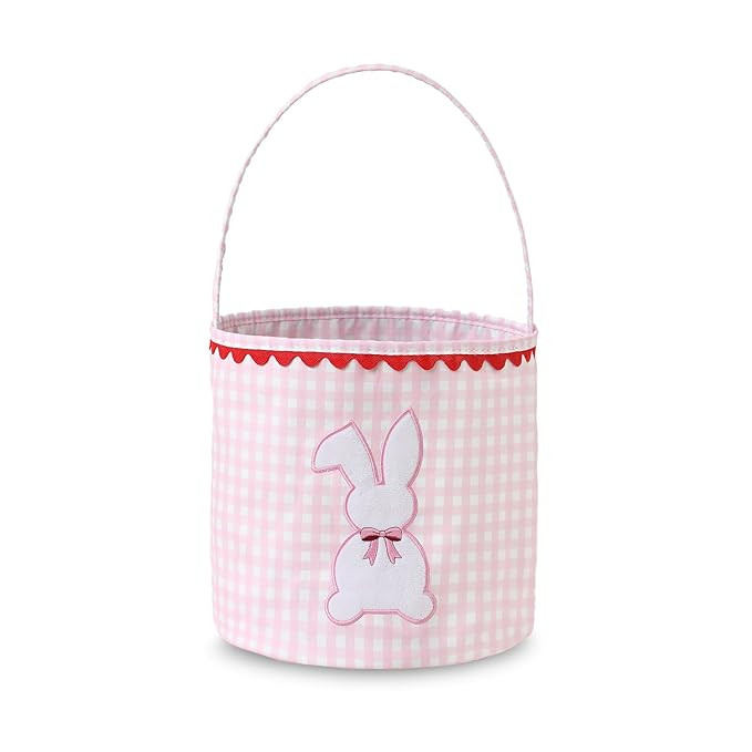 DYSHAYEN Bunny Easter Basket, Gingham Empty Easter Bucket with Handle for Easter Egg Hunts Party ... | Amazon (US)