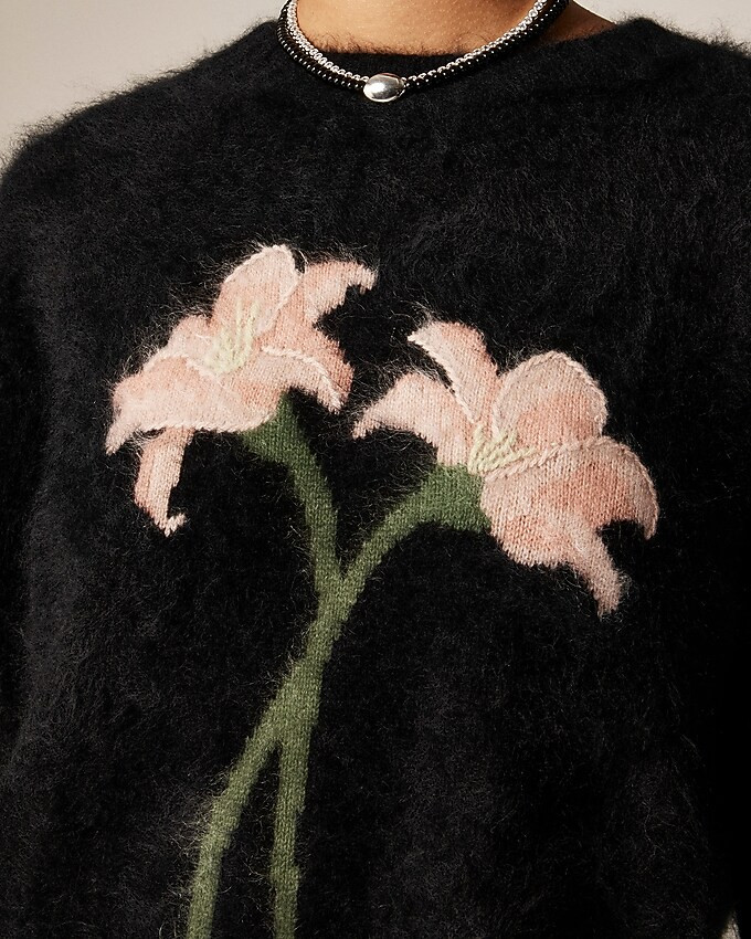 best seller5.0Summary of 6 reviewsBrushed cashmere relaxed crewneck sweater with floral intarsia$... | J. Crew US