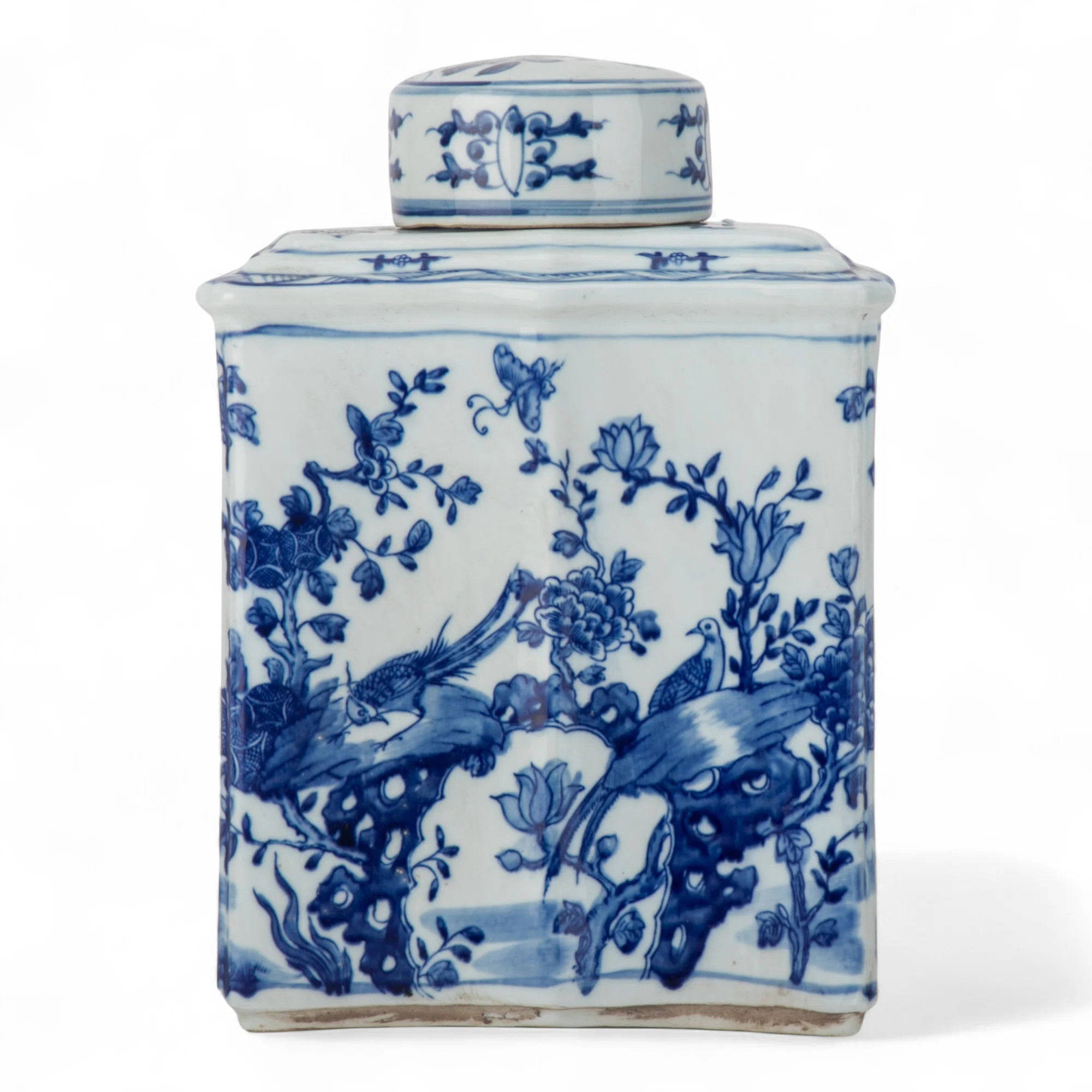Blue and White Square Jar | Perigold