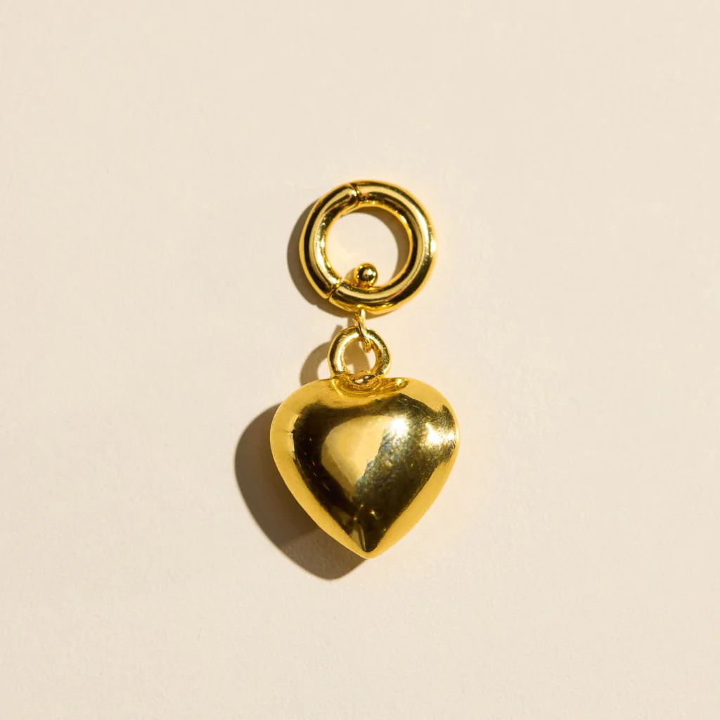 Gold Puffy Heart Charm | Nickel and Suede