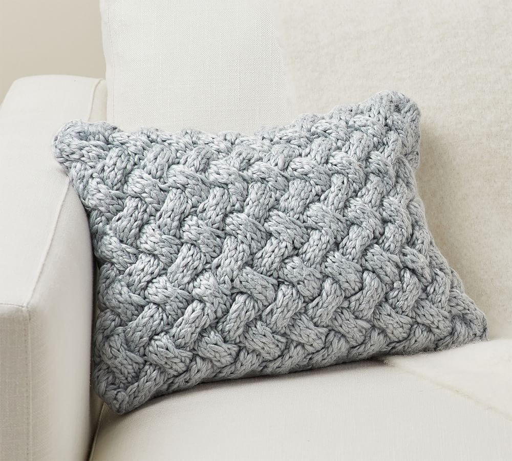 Camelia Chunky Knit Lumbar Pillow Cover | Pottery Barn (US)