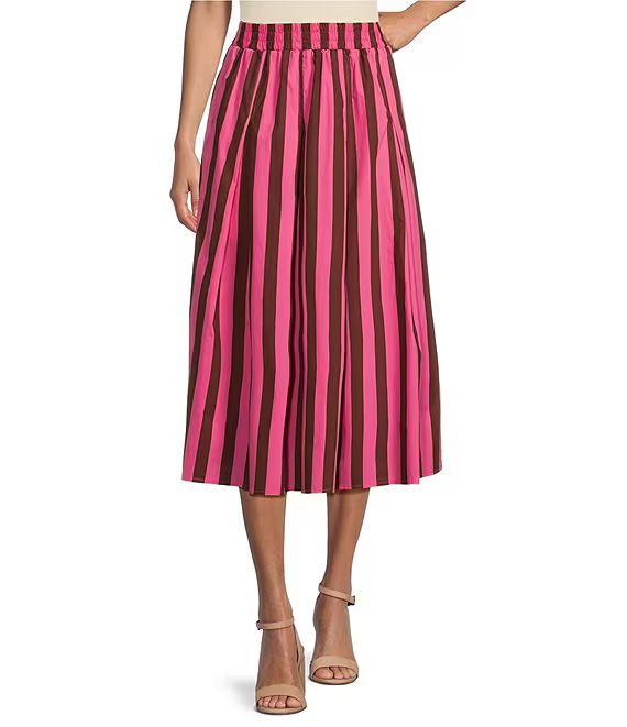 Buru Party Stripe Pull-On Pocketed A-Line Coordinating Midi Skirt | Dillard's | Dillard's