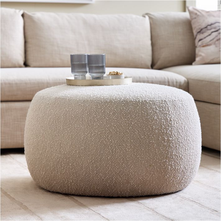 Cobble Round Ottoman - Medium | West Elm (US)