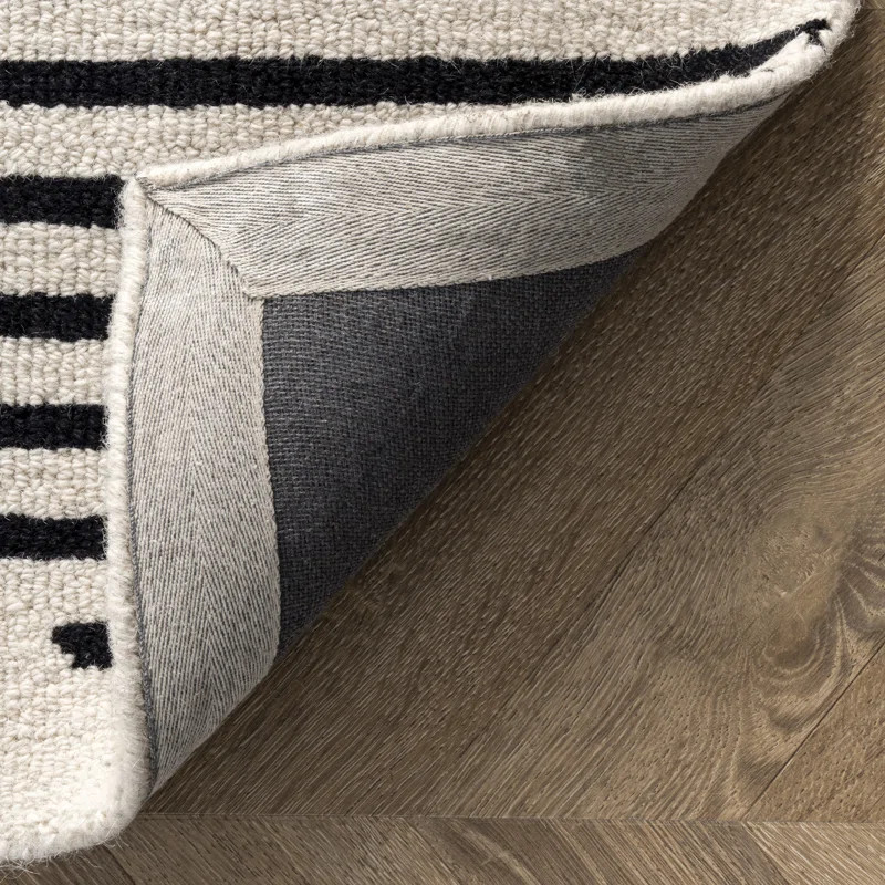 Kaden Handmade Contemporary Wool Ivory/Black Rug | Wayfair North America