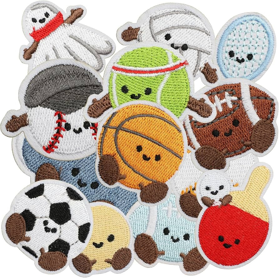 14pcs Cartoon Sport Iron/Sew on Patches, Cute Ball Embroidered Applique, Fashion Decoration for C... | Amazon (US)