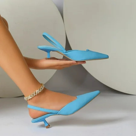 Chic Women s All-Season Slingback Kitten Heels | Lightweight Stiletto with Elegant Pointed Toe | Walmart (US)