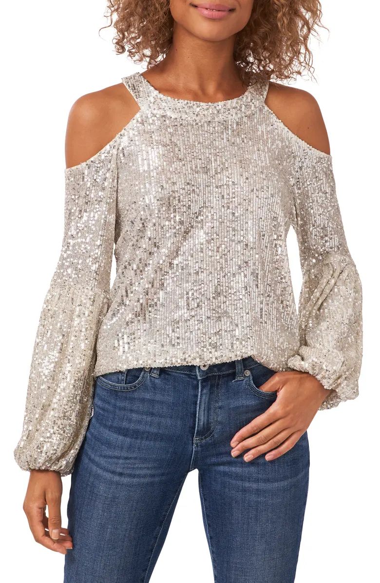 CeCe Cold Shoulder Sequin Blouse | Nordstrom | Nordstrom