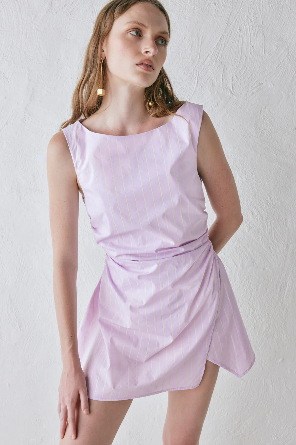 Angele Mini Dress Lilac Stripe | VRG Grl