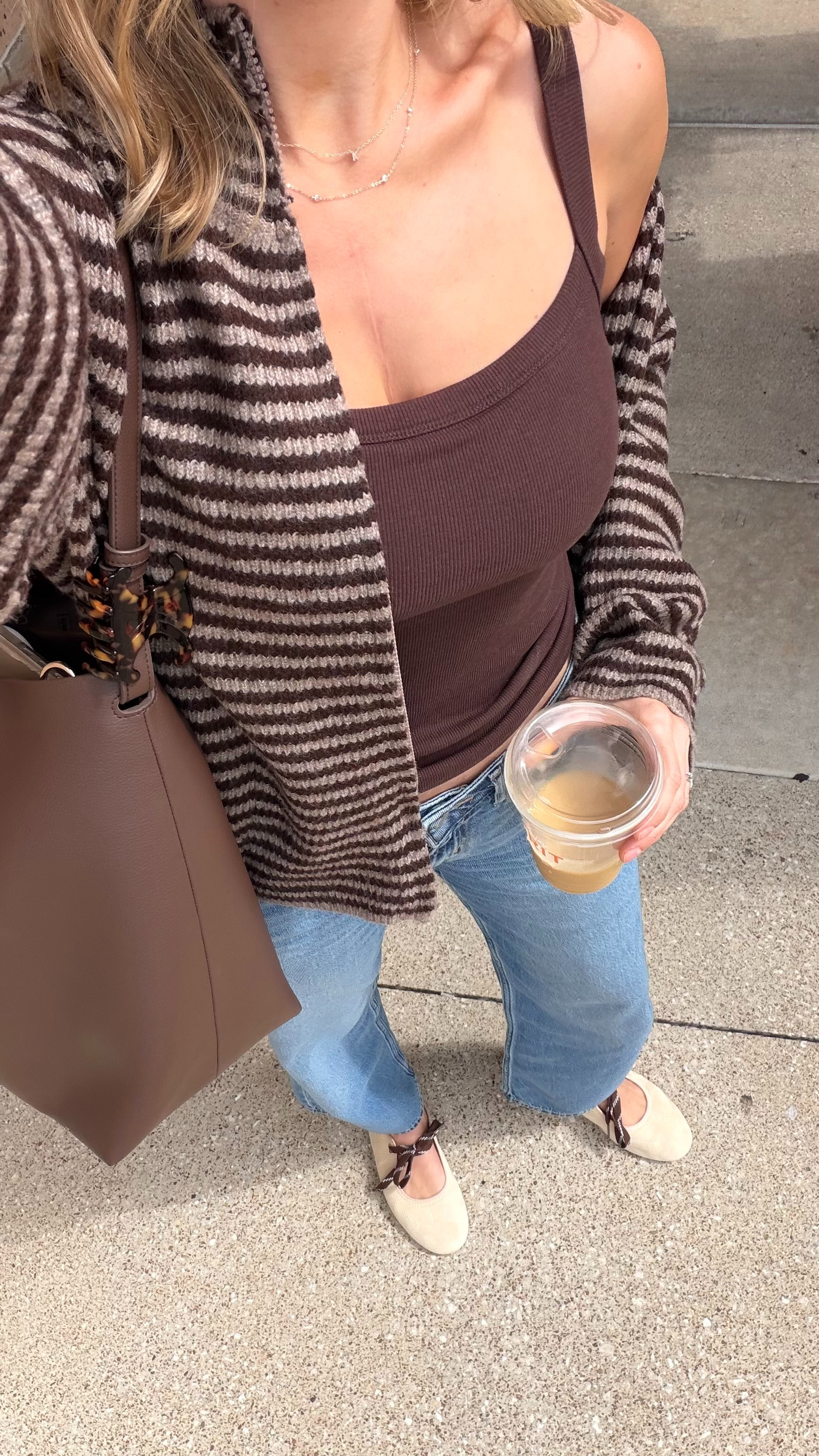 Cute casual fall outfit now that it's finally cooling down in Houston! Wearing S in striped zip up and S in bra tank layered under! 26 in my fav denim 

 #LTKootd #LTKmomlife #LTKTall