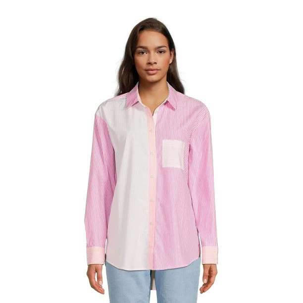 Time and Tru Women's Oversized Button-Down Shirt - Walmart.com | Walmart (US)