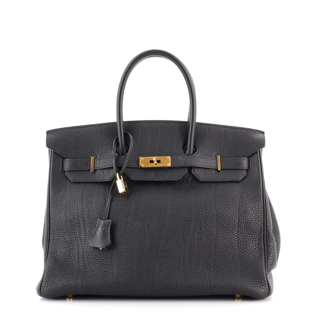 Hermes Birkin Handbag Black Fjord with Gold Hardware 35 Black 141768245 | Rebag