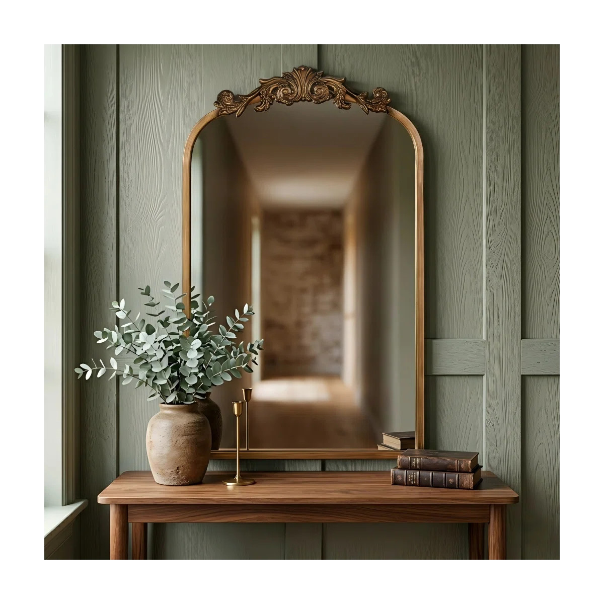 Gold Vintage Wall Mirror, 19 x 31" Antique Baroque Ornate Frame, Arched Decorative Brass Mirror f... | Wayfair North America