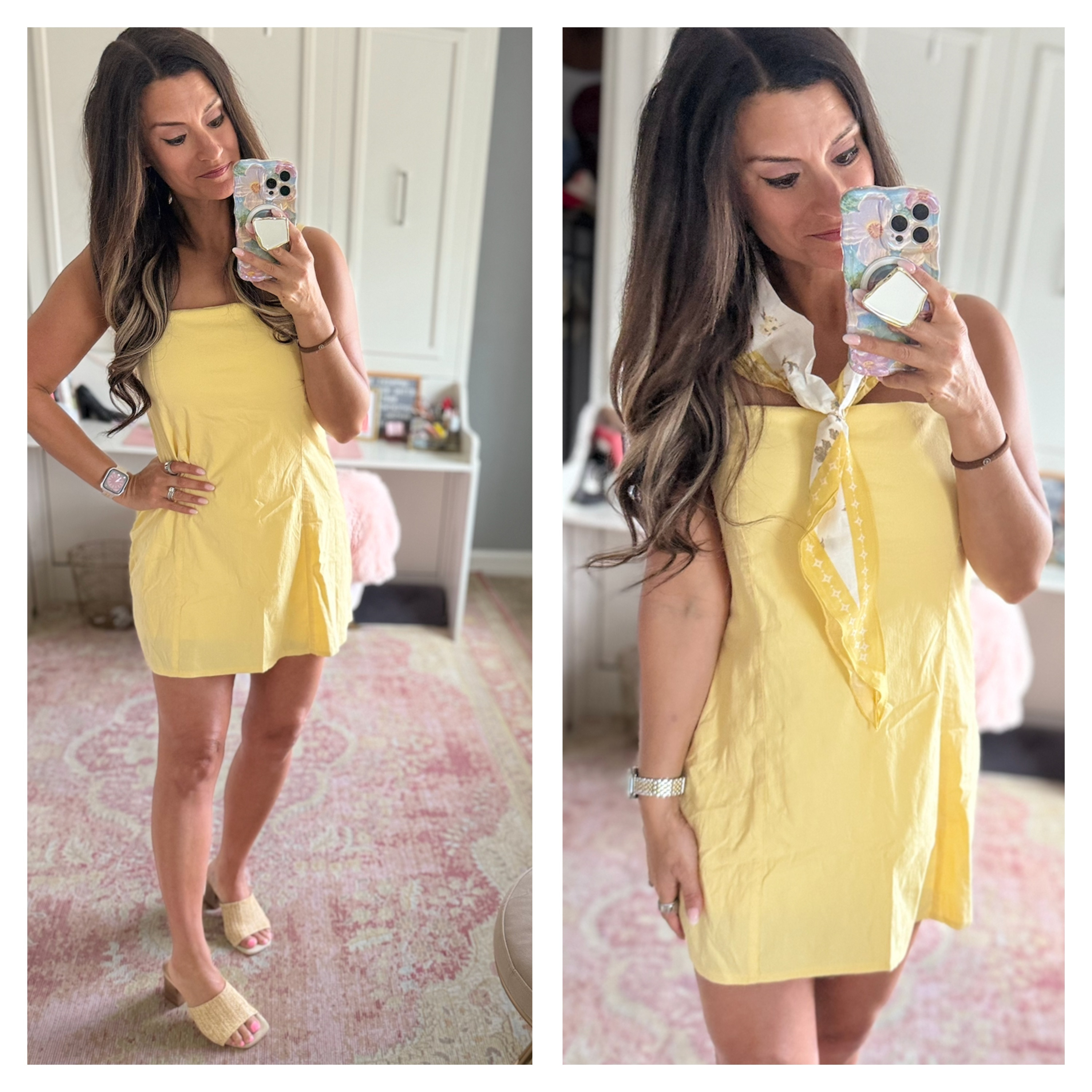 Yellow dress with built-in shorts 

 