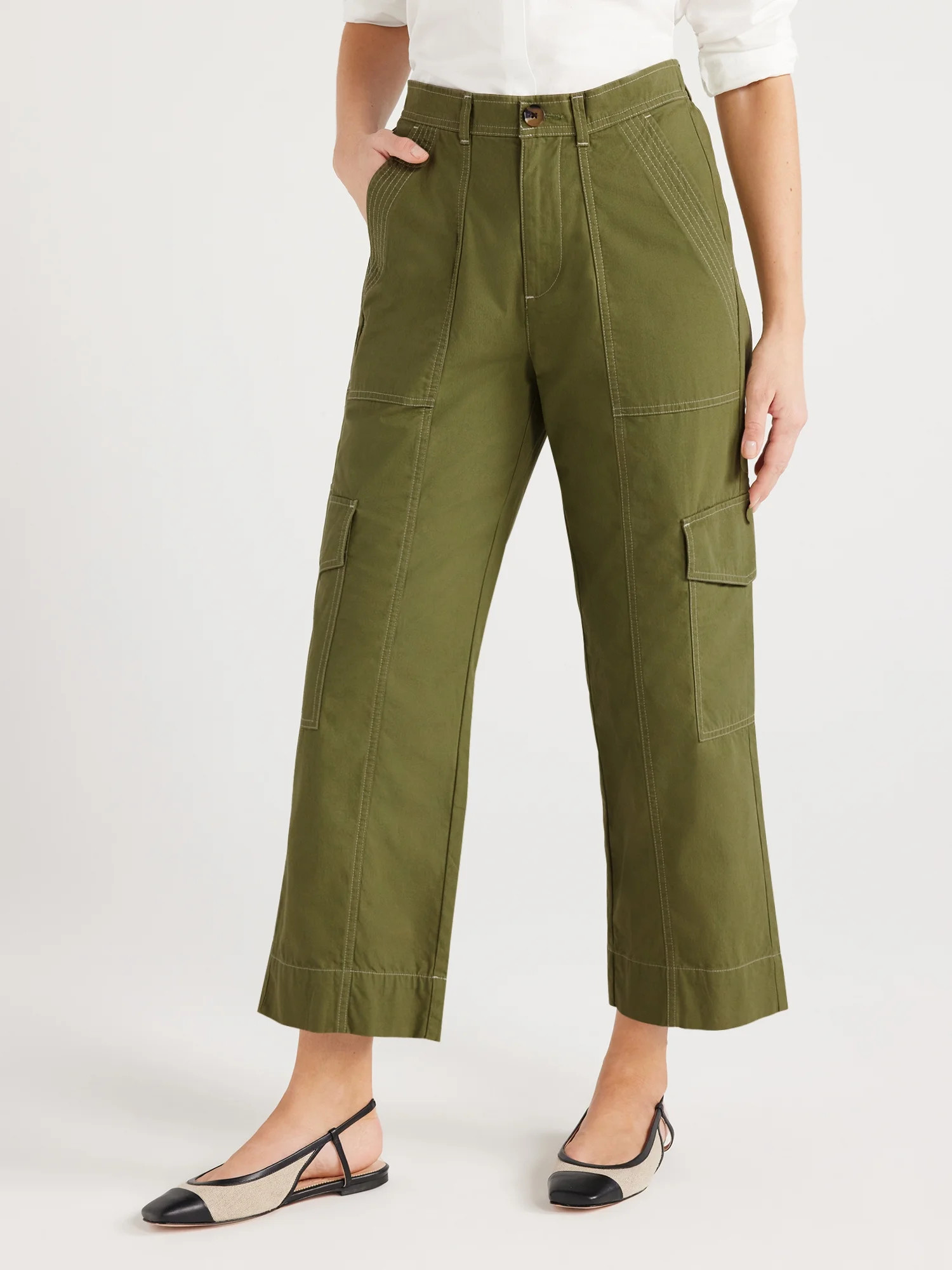 Free Assembly Women’s Cargo Pants, 27” Inseam, Sizes XS-XXXL | Walmart (US)