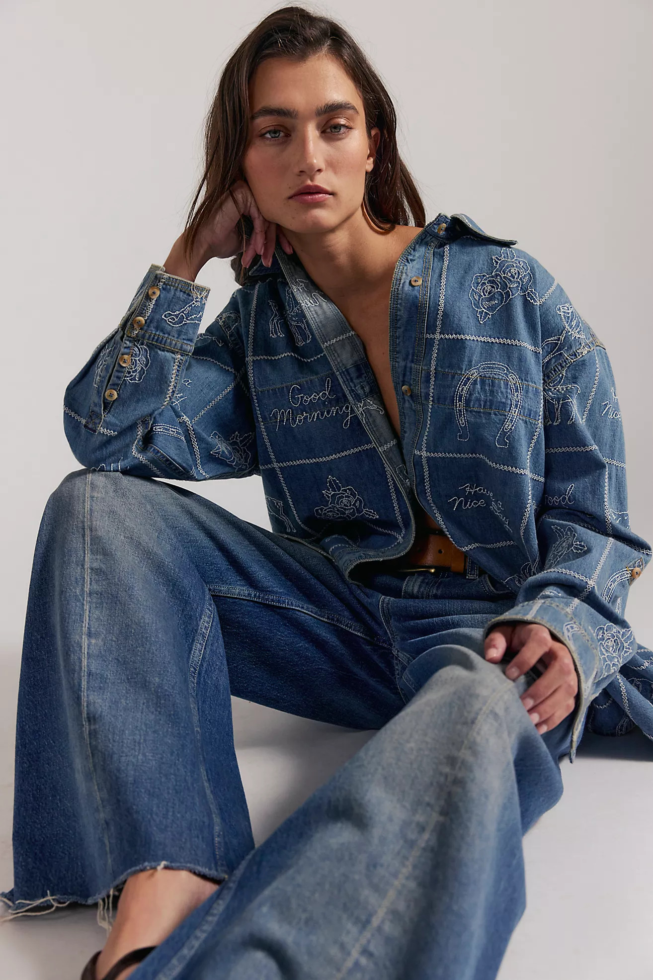 We The Free Have A Nice Day Denim Top | Free People (Global - UK&FR Excluded)