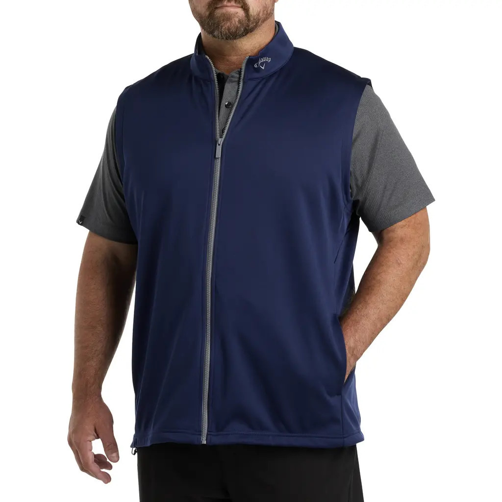 Callaway Big & Tall Zip-Front Fleece Vest in Peacoat at Nordstrom, Size 2Xlt | Nordstrom