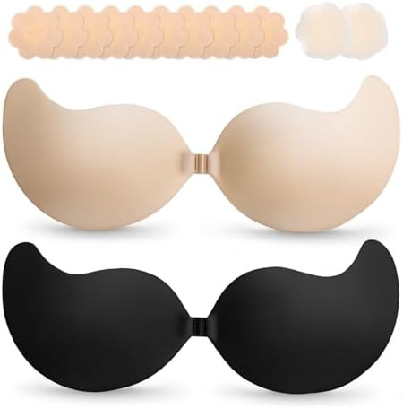 Cmojsk Strapless Sticky Push-Up Bra for Women,Adhesive Invisible Backless Nipple Covers | Amazon (US)