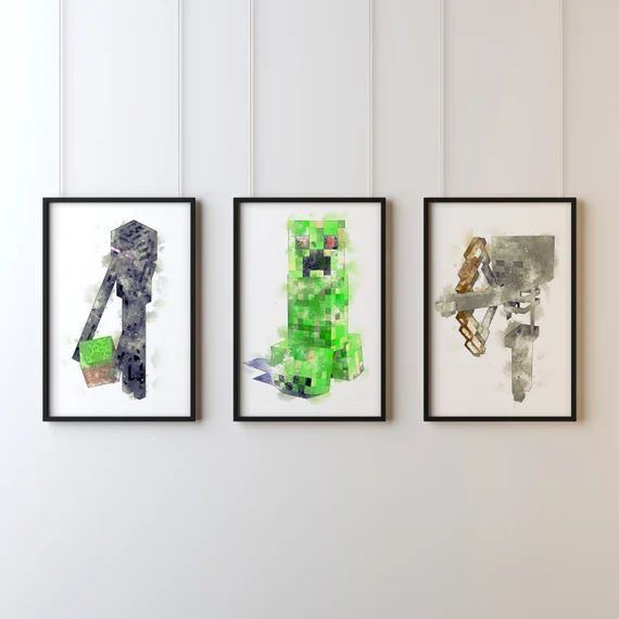 Gaming Prints in Watercolour Effect, Instant Digital Download, Gaming Characters, Boys Bedroom, S... | Etsy (US)
