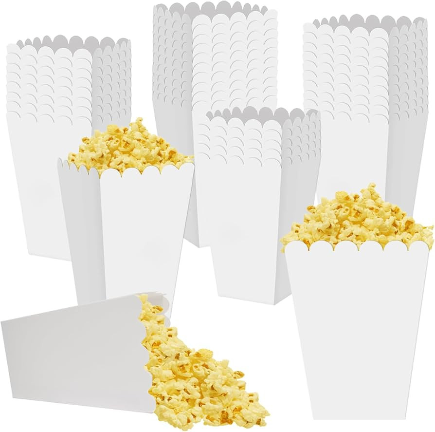 36 Pcs White Popcorn Boxes 2.2 x 4.2 x 3 inch Mini Popcorn Boxes for Movie Decorations Cardboard ... | Amazon (US)
