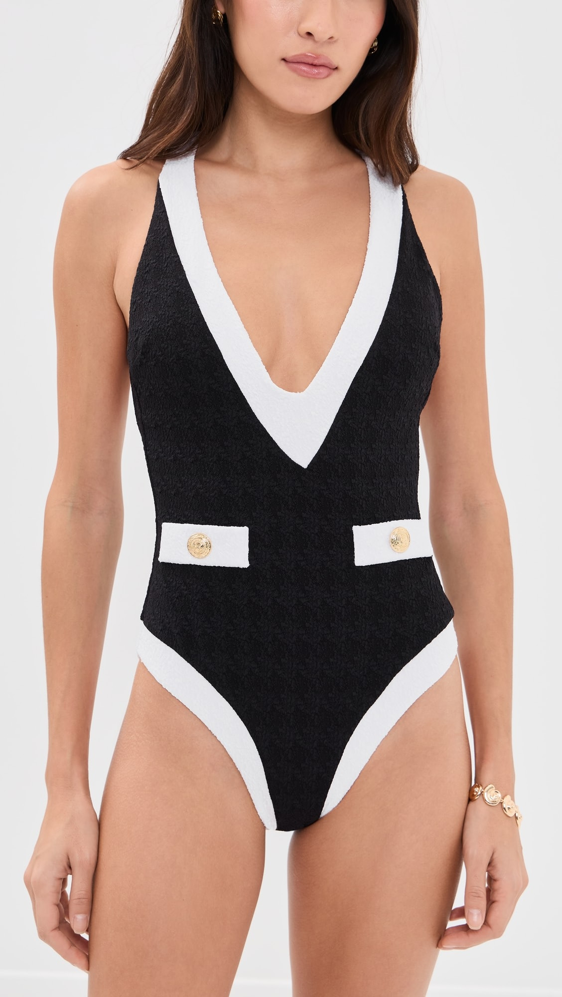 Lisa Colorblock Chic Plunge One Piece | Shopbop