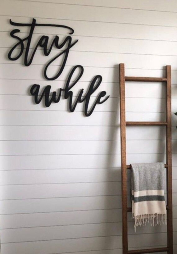 Stay Awhile | Wood Signs | Wood Words | Stay Awhile Wooden Decor | Master Bath Sign | Entryway Si... | Etsy (US)