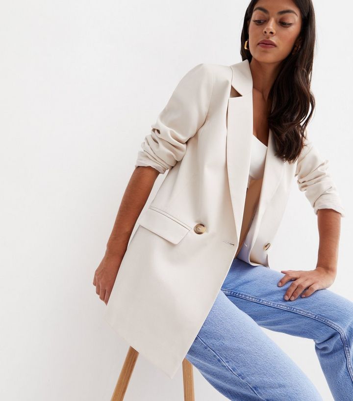 Cream Button Oversized Blazer
						
						Add to Saved Items
						Remove from Saved Items | New Look (UK)
