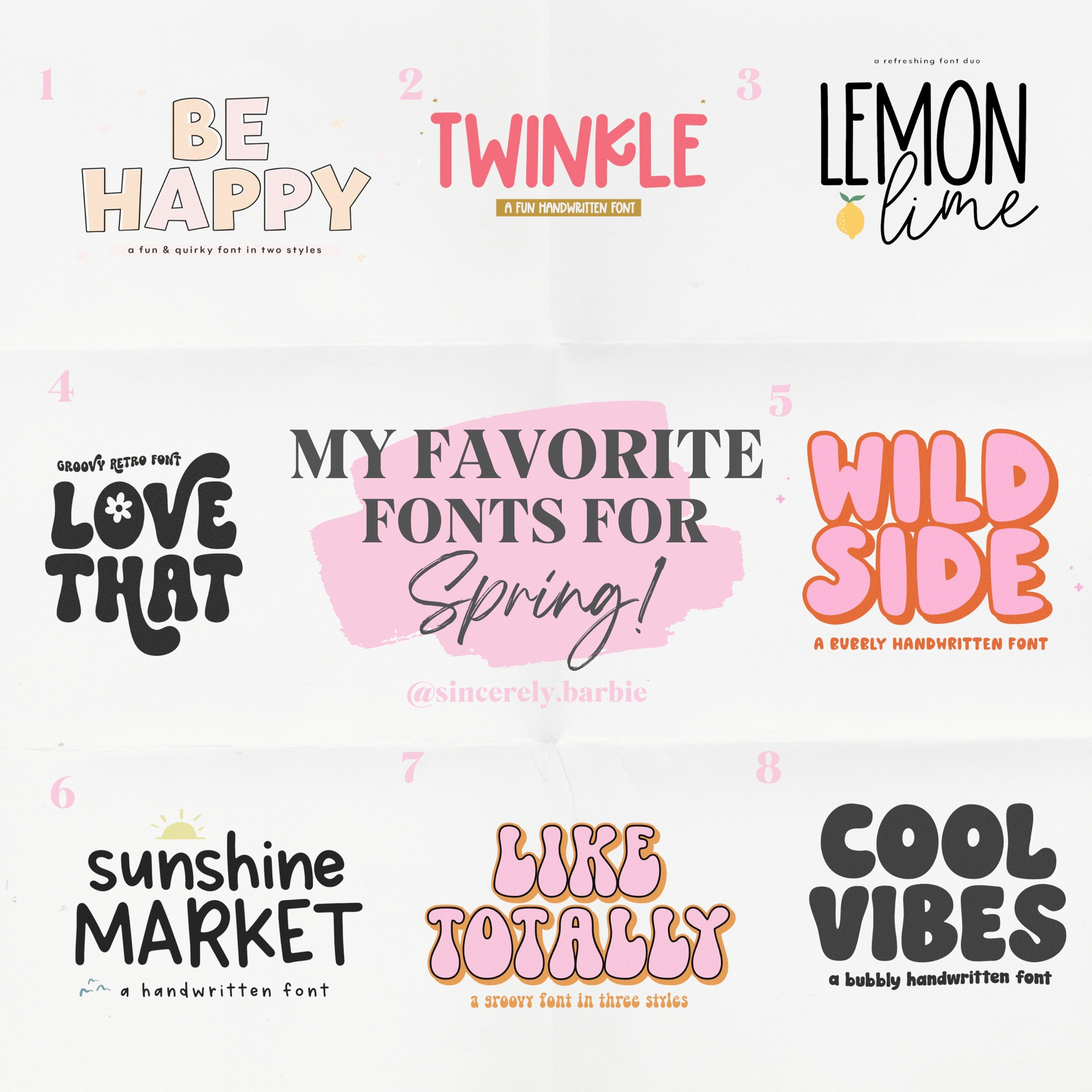 Looking for new fonts?! There are so many beautiful fonts out there!!! These are my favorite fonts for Spring!!!! Most of them are retro style which is super trendy right now and will help you create stunning crafts and products for your business. 🥰 



#LTKhome #LTKFind #LTKfamily