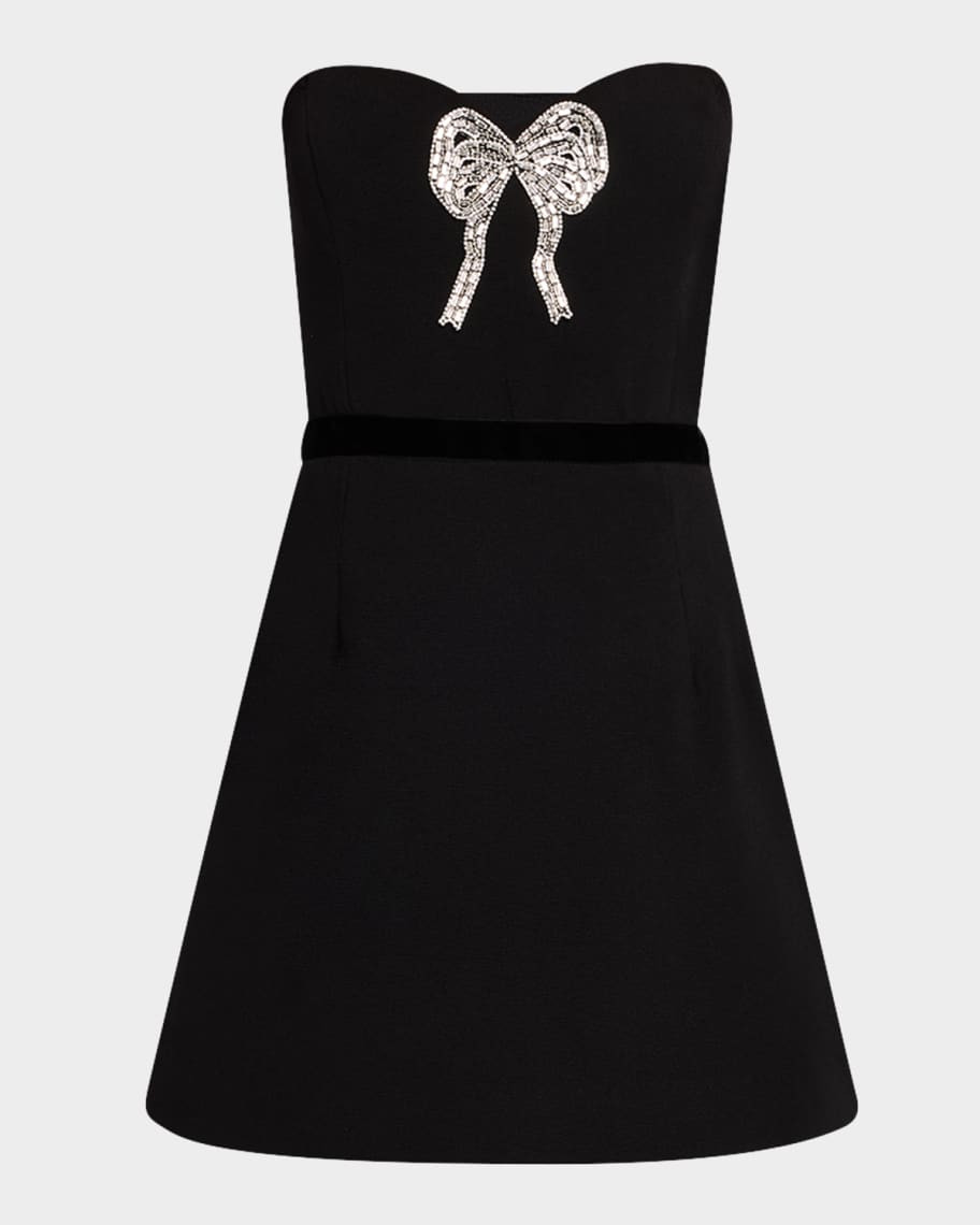 HELSI Excl Adriana Embellished Bow A-Line Mini Dress | Neiman Marcus