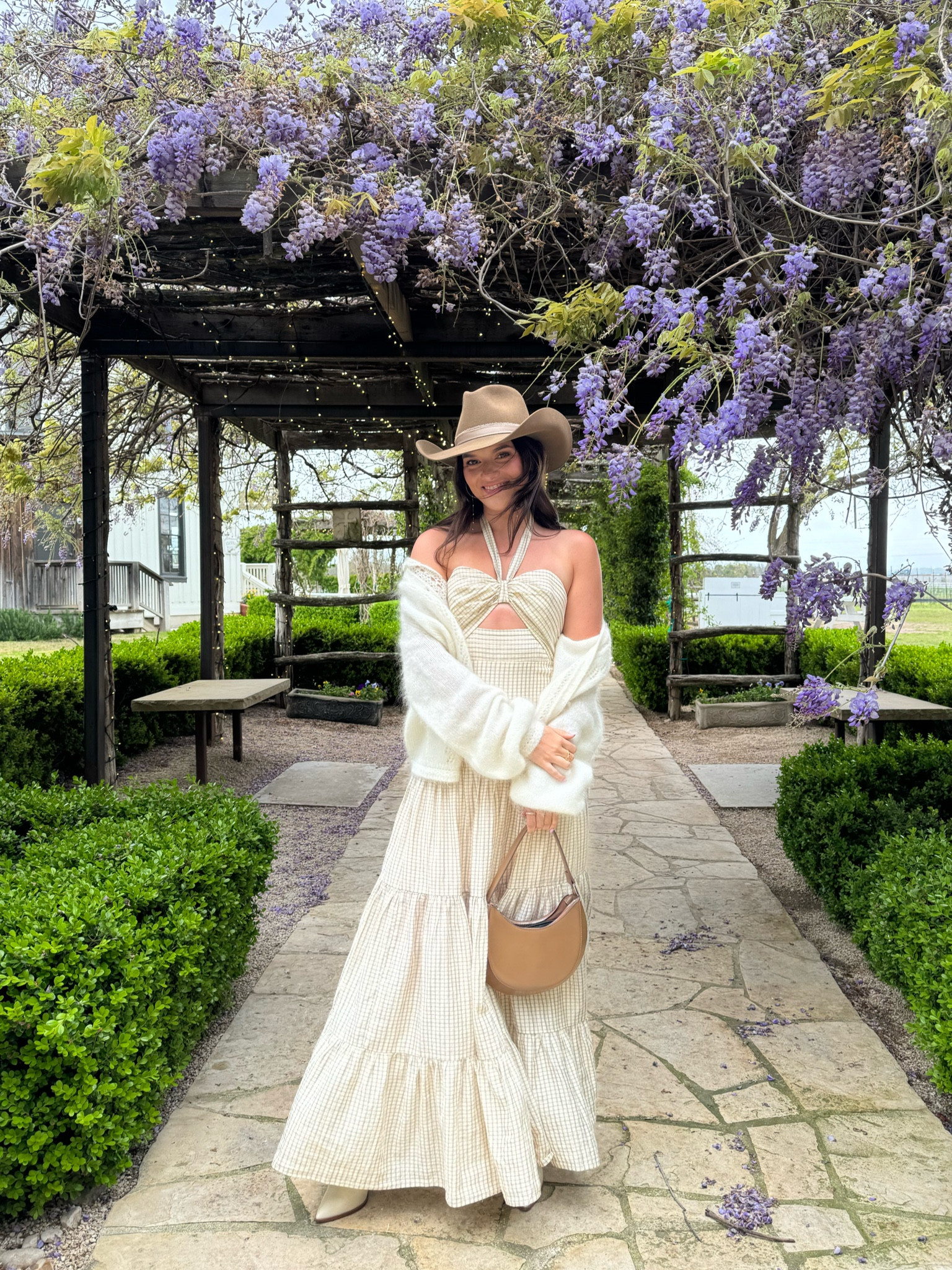 Fredricksburg Winery tour outfit! JENNA30 for $30 off your Fashionpass membership - I rented this dress that was orig $220! Wearing an XS in dress, S in sweater 