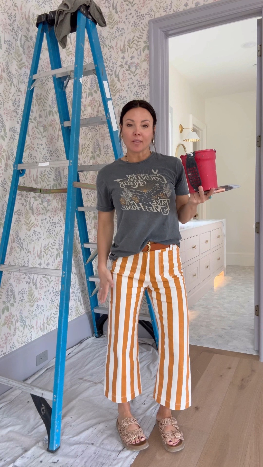 Striped crop jean SO FLATTERING. More colors
Graphic T shirt
Woven slides
Floral wallpaper
Trim color: swanky gray sw
Spring style
Amazon fashion
Mom outfits for spring/summer 

#LTKStyleTip #LTKSaleAlert #LTKHome