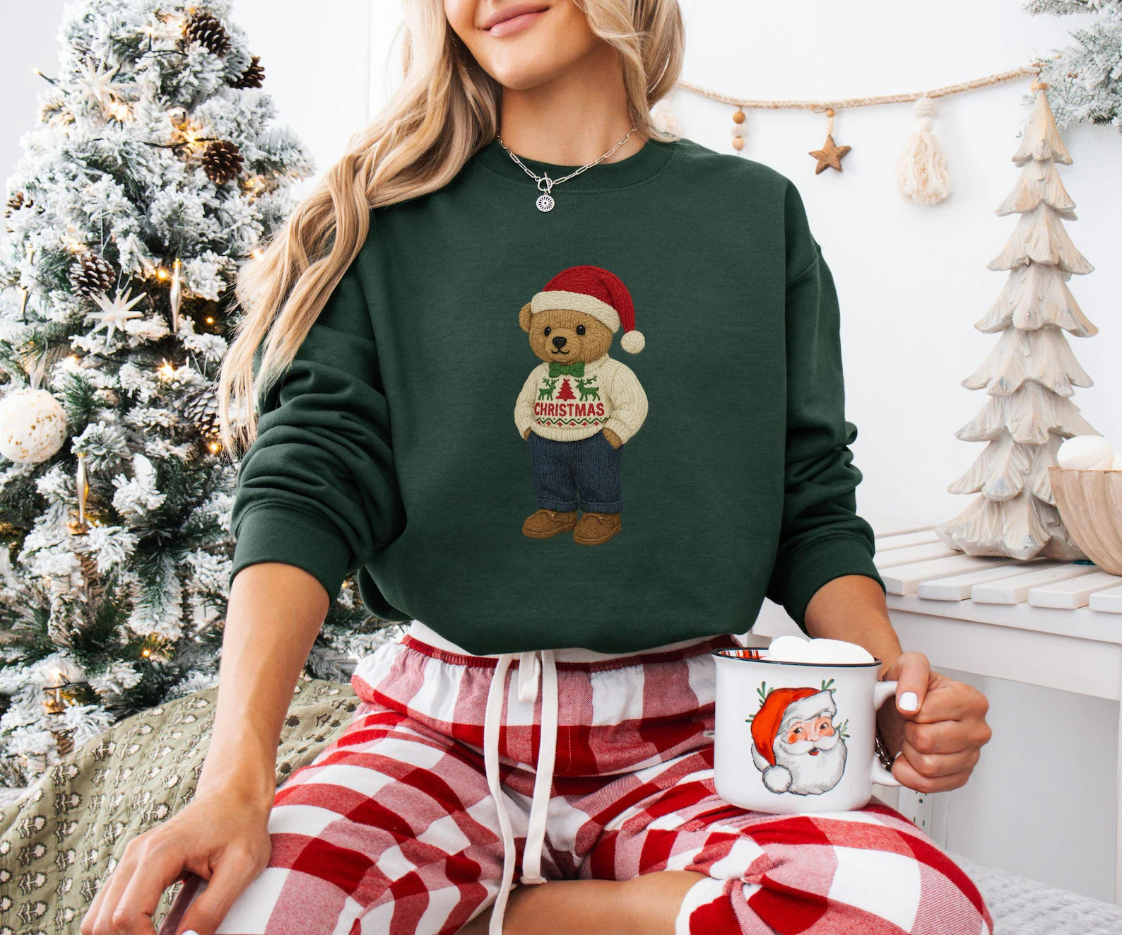 Christmas Bear Sweatshirt Winter Preppy Bear Sweater Holiday Pullover Festive Cozy Sweater Xmas P... | Etsy (US)