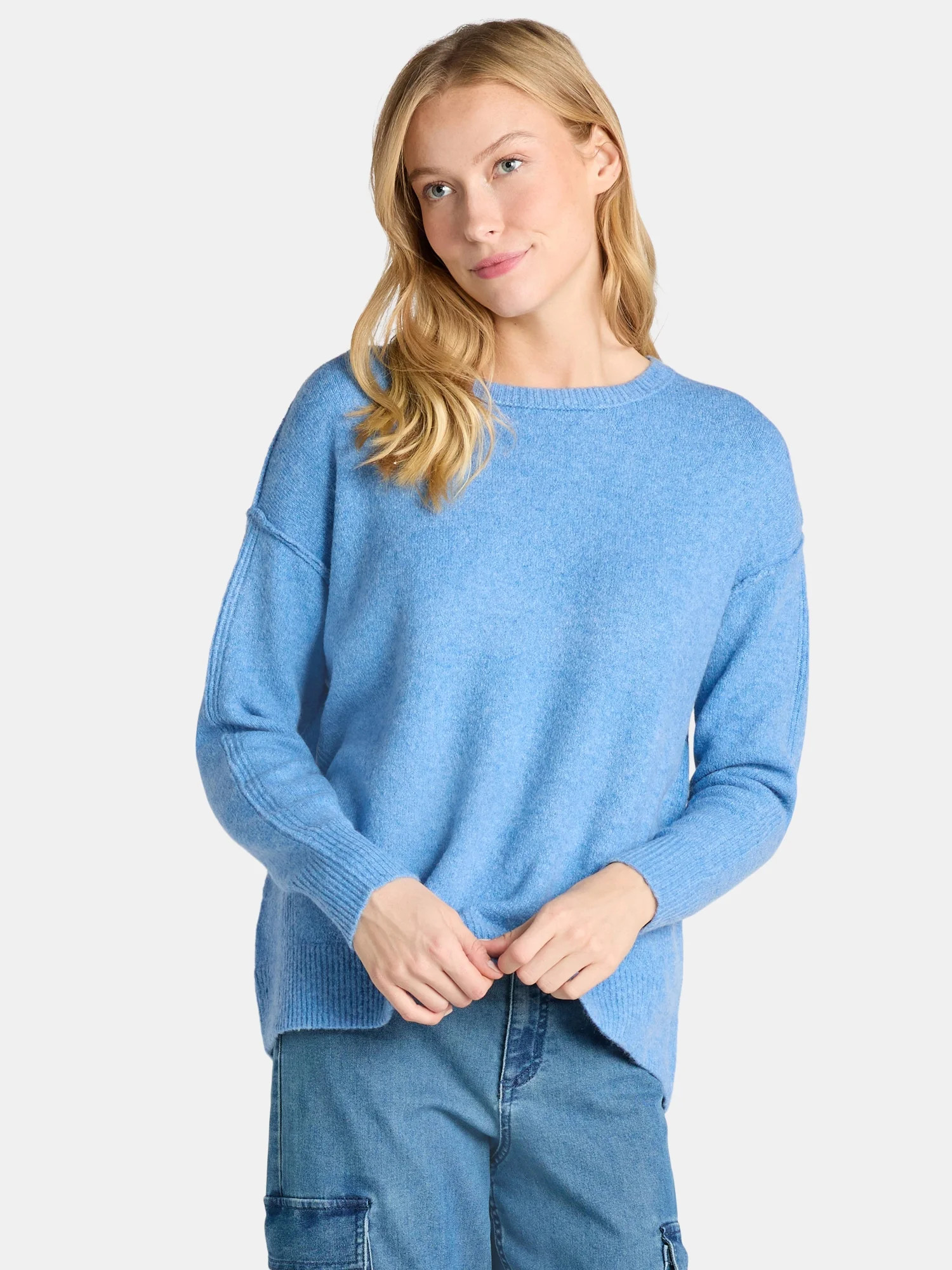 Time and Tru Women’s Crewneck Pullover Sweater with Long Sleeves, Midweight, Sizes XS-XXXL | Walmart (US)