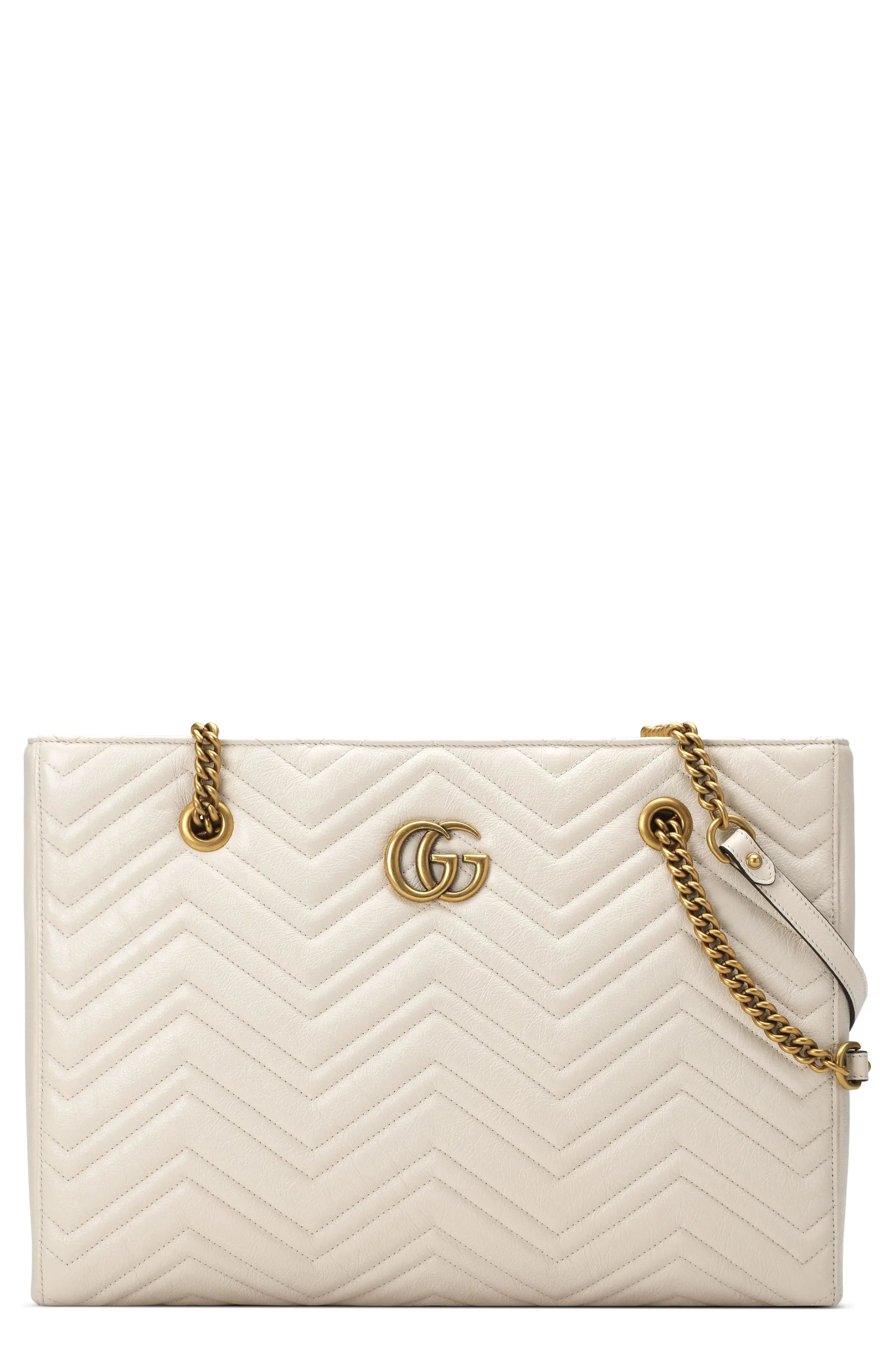 Gucci Gg Marmont 2.0 Matelasse Medium Leather East/west Tote Bag - White | Nordstrom