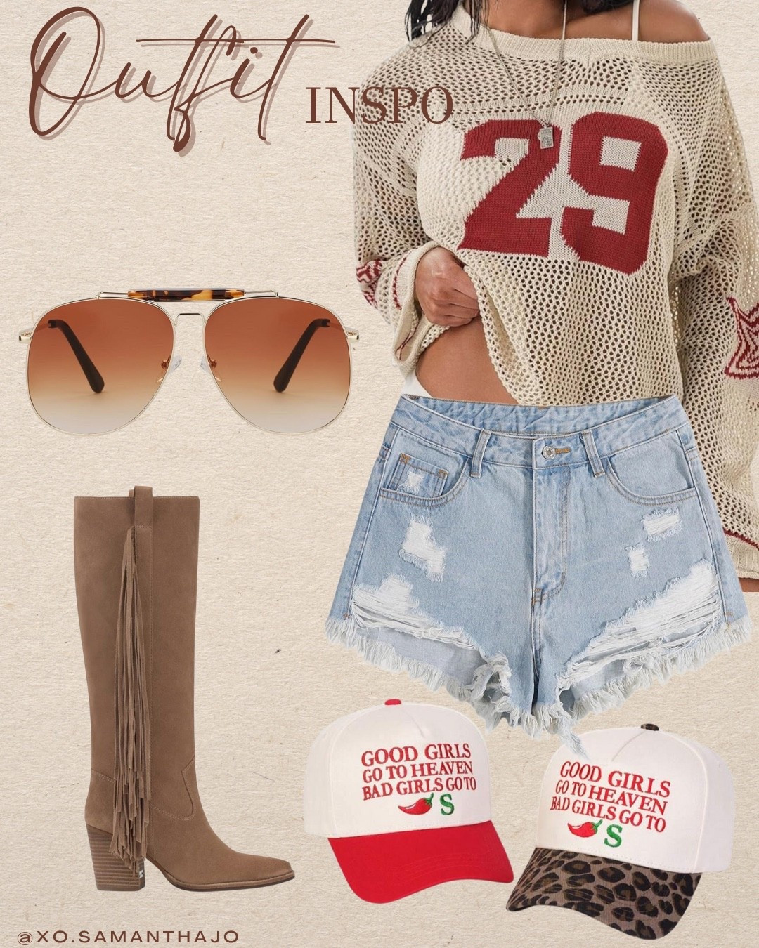 Fall Outfits - Amazon - game day outfits - trucker hats - fringe boots - denim shorts - mesh shirt- woven shirts - trending outfits - transitional fall - summer to fall outfits - cowboy boots 

#LTKStyleTip #LTKShoeCrush #LTKFindsUnder100