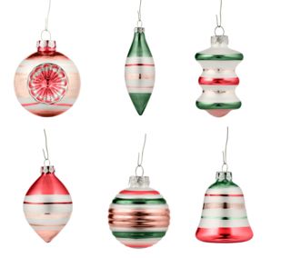 Jillian Harris X CANVAS Vintage-Inspired Christmas Ornaments, Glass, 6-pc | Canadian Tire