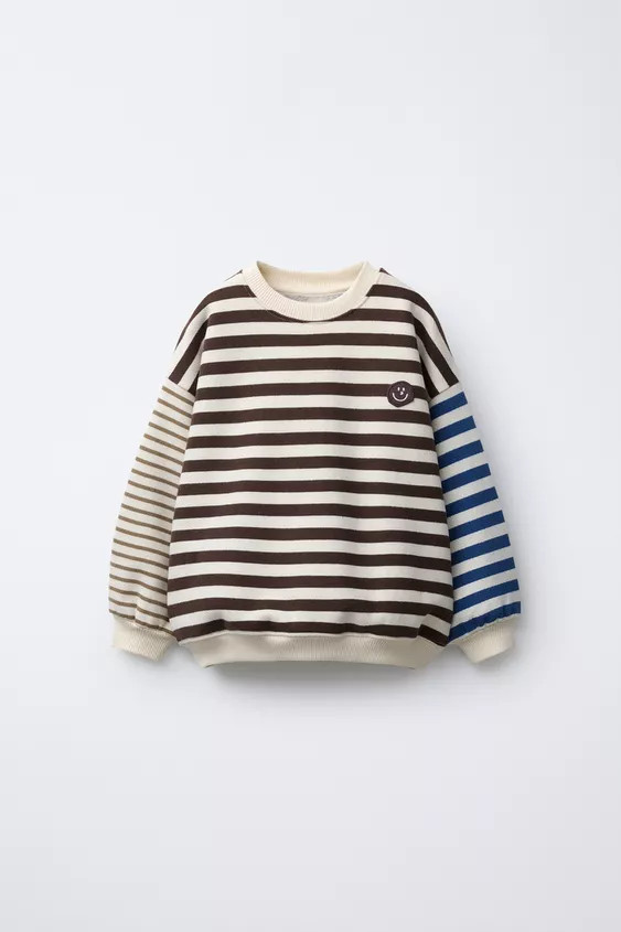 STRIPED SWEATSHIRT WITH FACE PATCH | Zara US